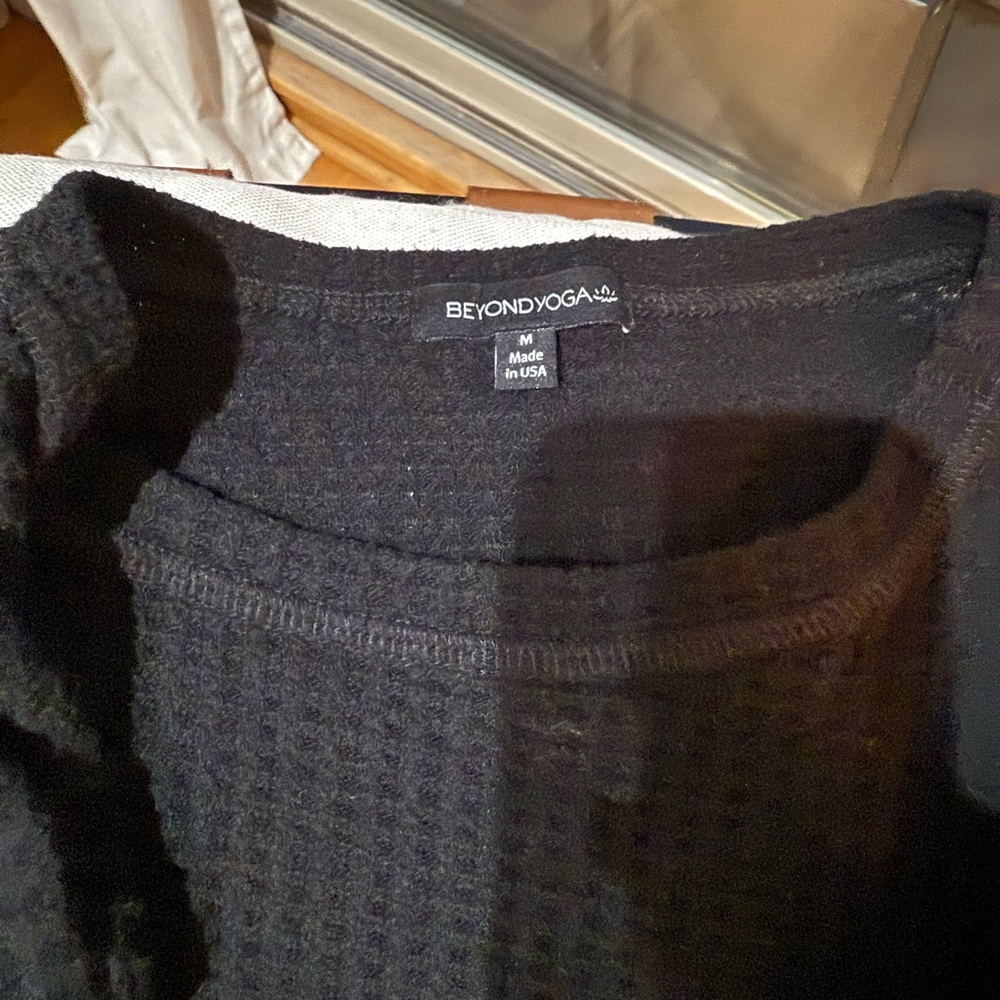 Beyond Yoga Black Textured Knit Top